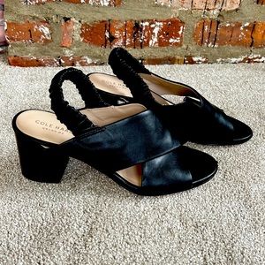 Cole Haan Women's Cross Over Leather Block Heel Sandals Sz 8B